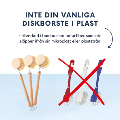 Diskborste i bambu – diska utan att få mikroplaster i maten
